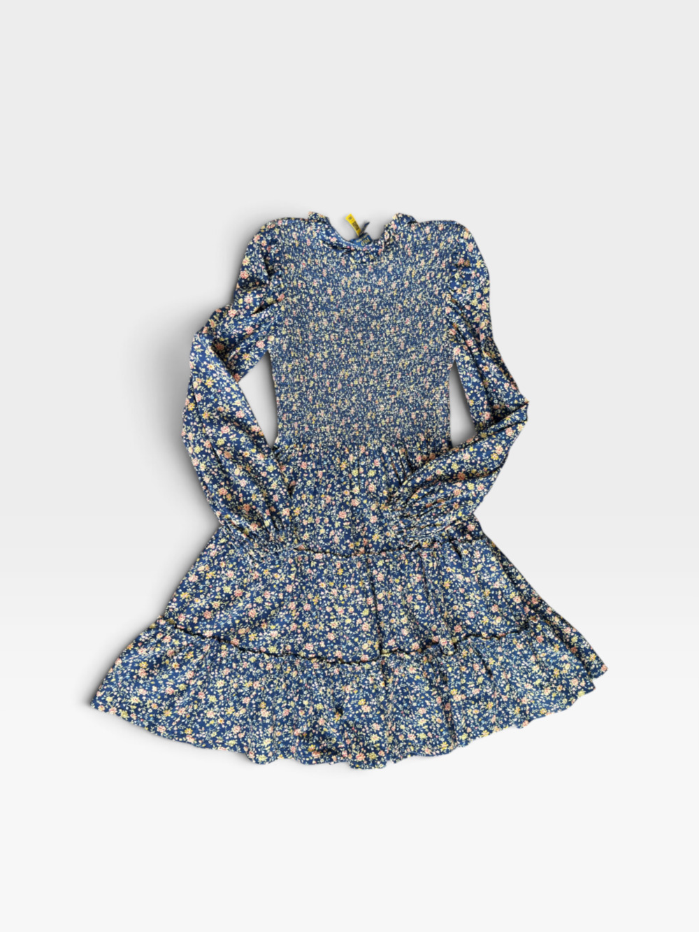 Polo Ralph Lauren Girls XL 16 Navy Floral Smocked Tiered Long-Sleeve Dress
